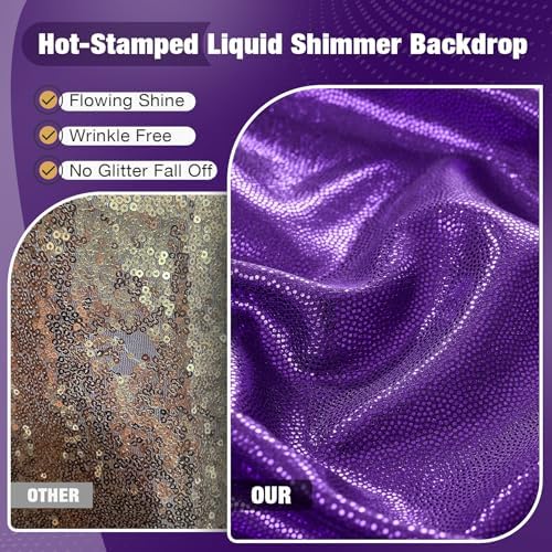 20x10FT Purple Sequin Backdrop Curtain for Party - 4 Panels 5x10FT Wrinkle-Free Shimmer Drapes for Birthday, Wedding, Christmas, Decorations & Photography - Image 2