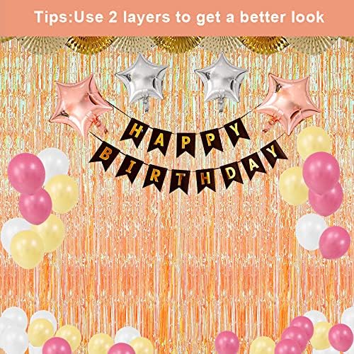 3 Pack Fringe Curtains Party Decorations,Tinsel Backdrop Curtains for Parties,Photo Booth Wedding Graduations Birthday Christmas Event Party Supplies (Transparent Orange) - Image 5