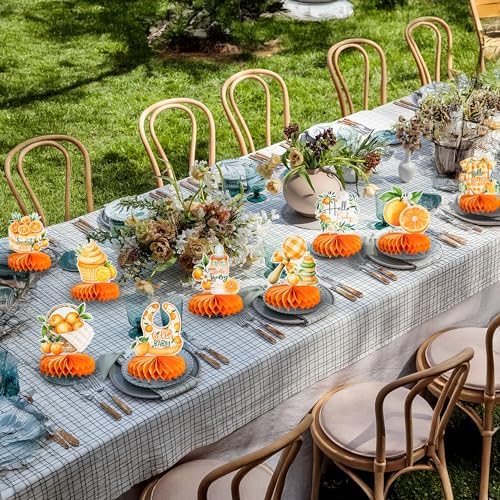 Gyufise 9Pcs Orange Baby Shower Decorations Honeycomb Centerpieces for Gender Reveal Table Centerpiece Party Supplies Table Topper Orange - Image 4