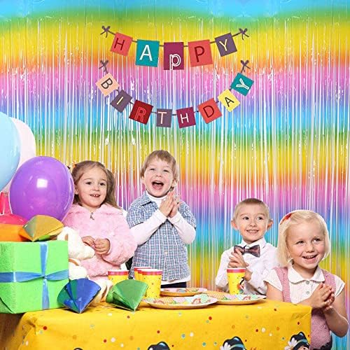 3 Pack Fringe Curtains Party Decorations,Tinsel Backdrop Curtains for Parties,Photo Booth Wedding Graduations Birthday Christmas Event Party Supplies (Macarone Rainbow - Image 3