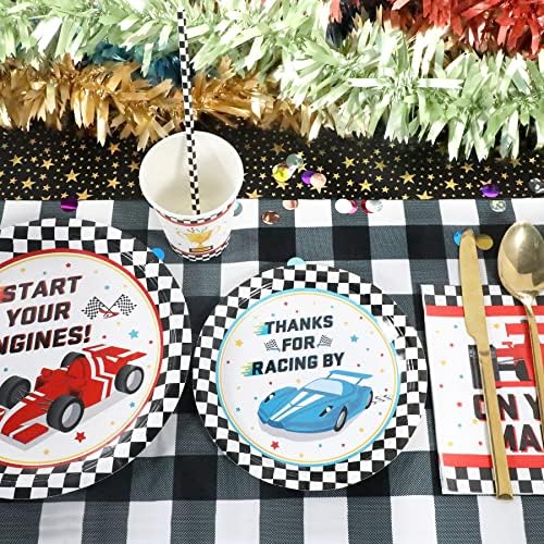 Recheel Racing Car Party Decorations Plates Set, Cars Party Supplies - Image 5