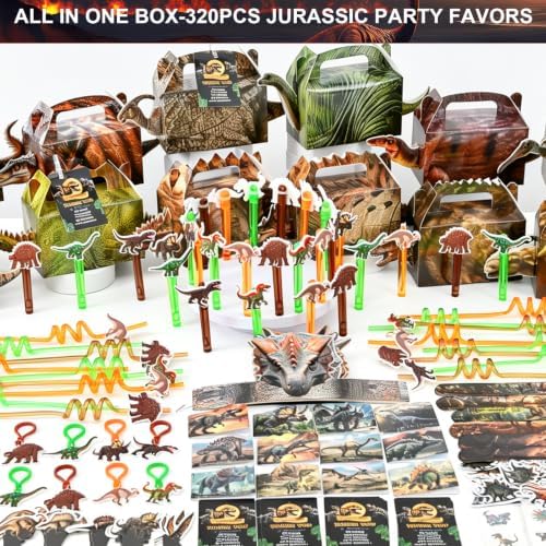 ALL IN ONE BOX-320PCS Dinosaur Favors Jurassic Birthday Party Decorations - Image 2