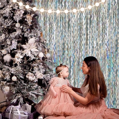 Tinsel Foil Fringe Curtains Wavy Backdrop for Parties Sparkle Metallic Wavy Foil Fringe Backdrop Curtain for Party Decorations Photo Booth Props for Birthday Graduation Wedding - Image 4