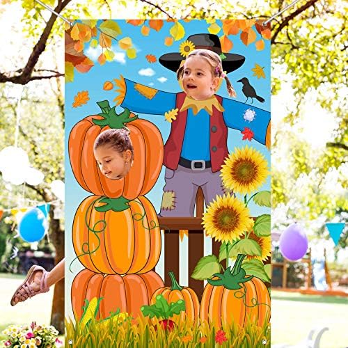 Blulu Fall Photo Backdrop Thanksgiving Pumpkin Scarecrow, 59 X 39.4 Inch - Image 5