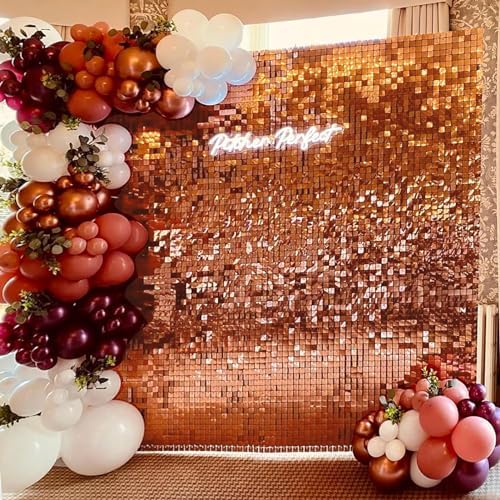 Shimmer Wall Backdrop Rose Gold 24Pcs Sequin Panels Decoration - Image 2