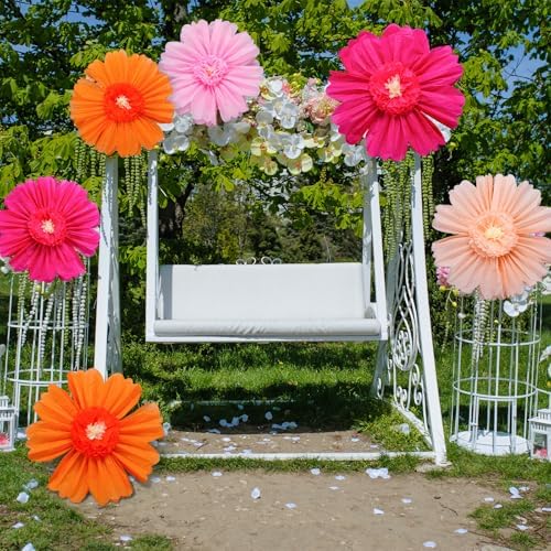 Giegxin 6 Pcs 31.5", 24" Orange Giant Paper Flower Large Tissue Pom Pom - Image 6