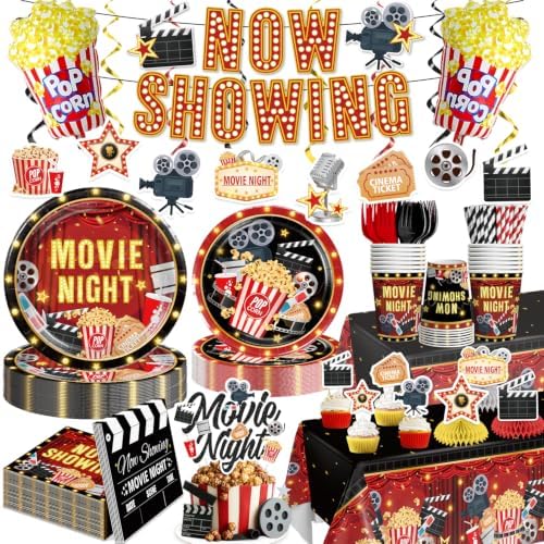 199pcs Movie Night Supplies, Convenient Tableware Set Serves 25 by Yingoto