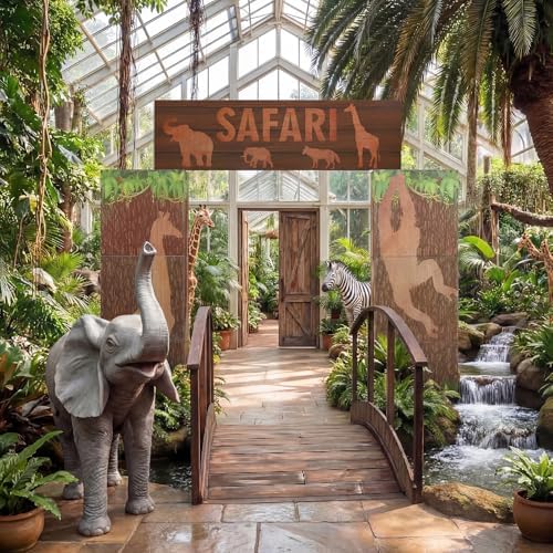 Bucherry 7 Pcs Safari Party Backdrop 43x51 Jungle Animals Cardboard Decor - Image 6