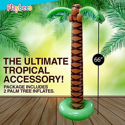 Playbees Giant Inflatable Palm Trees, 66 Inch (5.5 FT), 8 Pack, Tropical Luau Party Decorations for Beach, Poolside, Hawaiian Theme and Outdoor Events, Easy Inflation - Image 2