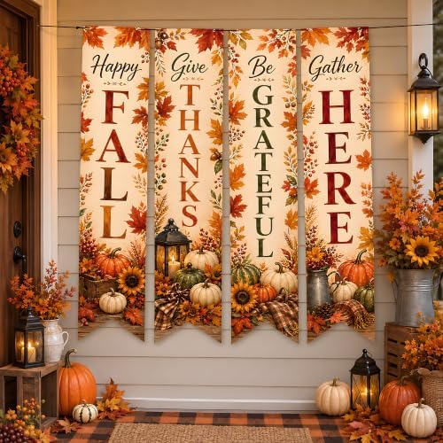 Thanksgiving Decorations - 4 PCS Vertical Fall Harvest Hanging Banners - Image 7