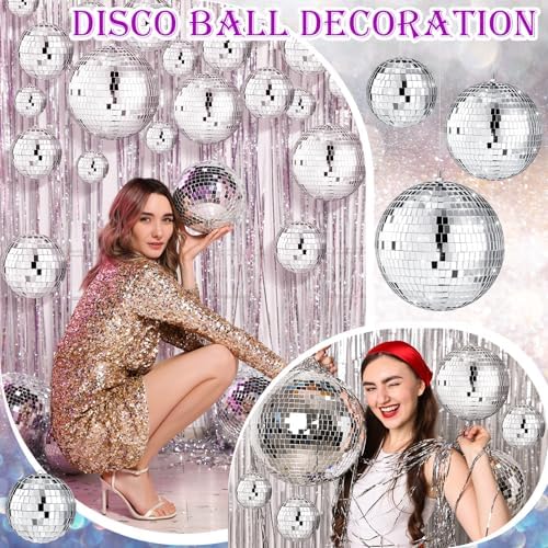 MTLEE 20 Pcs Disco Ball Decor, Silver, 8, 6, 4 Inch - Image 5