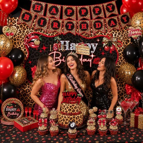 Cheetah Print Birthday Decorations - 138 Pcs Cherry Leopard Decor - Image 5