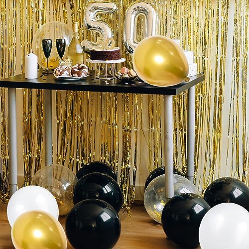 68Pcs Black White Gold Balloons with 12 Inch Black Gold Confetti Balloons for Graduation Birthday Wedding Party Decorations - Image 5