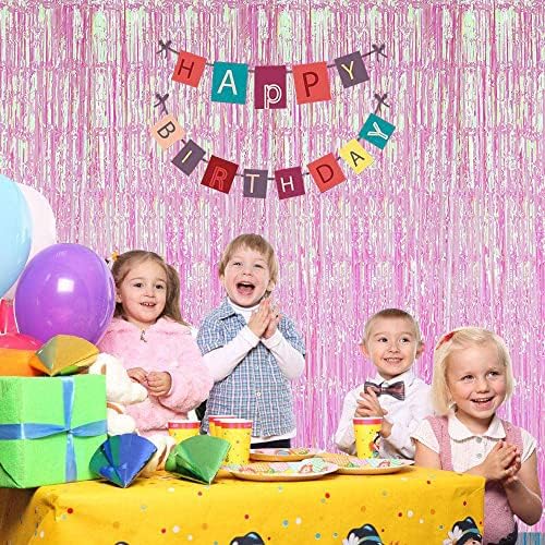 3 Pack Fringe Curtains Party Decorations,Tinsel Backdrop Curtains for Parties,Photo Booth Wedding Graduations Birthday Christmas Event Party Supplies (Rainbow Pink) - Image 3