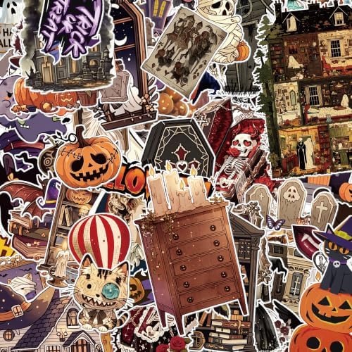 Halloween Sticker Book, 400+ Waterproof Vinyl Halloween Stickers, Funny Stickers for Adults & Kids, Cute Spooky Pumpkin Witch Stickers for Journaling, Scrapbooking, Crafts, Laptops and Water Bottles by VYRANA