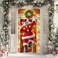 BlissYard Christmas Door Cover Santa Ladder 35x71 Inch Polyester by BlissYard