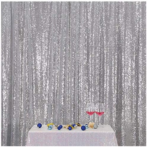 Poise3EHome Silver Sequin Backdrop,7FT x 7FT Sequin Photography Backdrop Curtain for Party Decoration, Silver by Poise3EHome