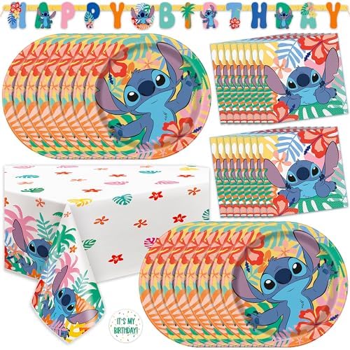 Lilo and Stitch Birthday Decorations for Party with Banner, Table Cloth by Unique