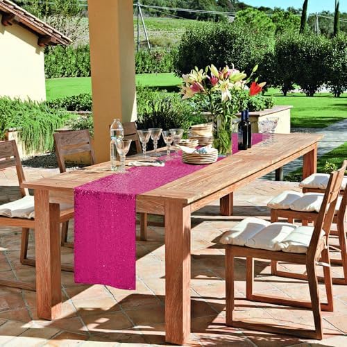 10 Packs 12 x 72 inches Fuchsia Sequin Table Runner - Image 6