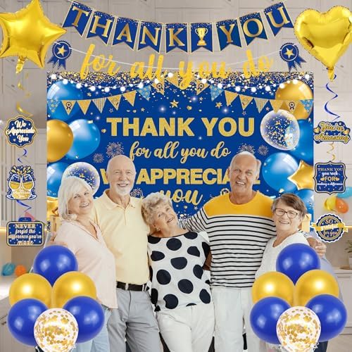 Vlipoeasn Blue Gold We Appreciate You Banner Decorations - Image 5