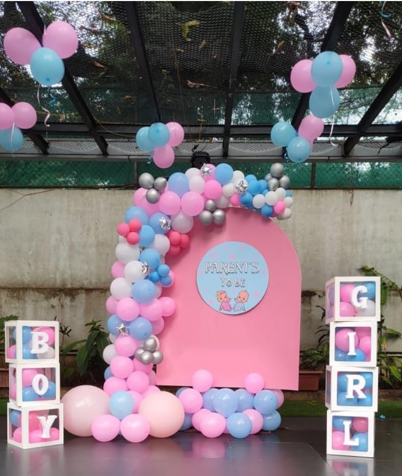 140Pcs Gender Reveal Balloon Garland Arch Kit - Pink and Blue Balloons Silver Latex Balloon for Boy or Girl Gender Reveal Decorations Birthday Party Baby Shower Celebration Anniversary (No Box) - Image 6