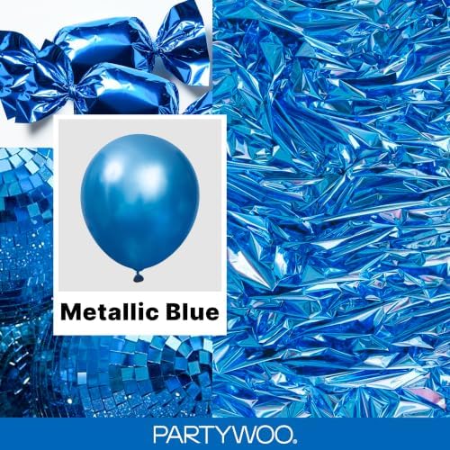 PartyWoo Metallic Blue Balloons 50pcs Chrome Blue Color 12 Inch - Image 2