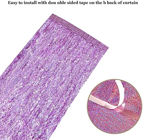 4 Pack Pink Tinsel Curtain Party Backdrop - CYLMFC 3.3 ft x 6.6 ft Sparkle Wavy Foil Fringe Backdrop Curtain for Party Decorations Girls Birthday Bachelorette Party Decor Supplies Photobooth Props - Image 5