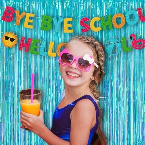 BRAVESHINE Iridescent Blue Fringe Curtains | Holographic Tinsel Backdrop - Image 4