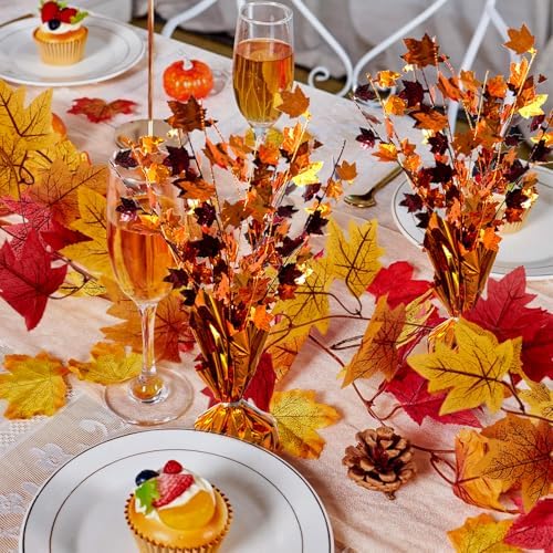 FUBININA Fall Maple Leaves Table Centerpiece Thanksgiving Party Decoration - Image 6