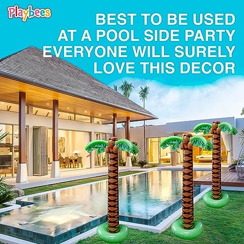 Playbees Giant Inflatable Palm Trees, 66 Inch (5.5 FT), 2 Pack, Tropical Luau Party Decorations for Beach, Poolside, Hawaiian Theme and Outdoor Events, Easy Inflation - Image 5
