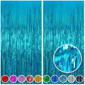 Melsan Teal Blue Foil Curtain Backdrop for Birthday Decorations, 2 Pack by Melsan