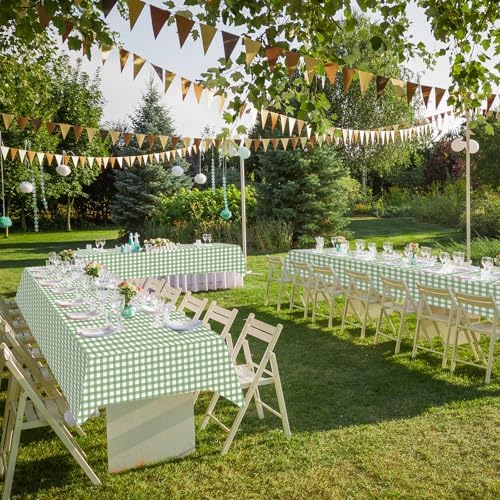 12Pack Sage Green Plastic Checkered Tablecloth, Premium Decorative Disposable Sage Green Gingham Plaid Table Cloths for Parties, Rectangle Party Table Cover for Picnic Birthday Wedding, 54x108 Inch - Image 7