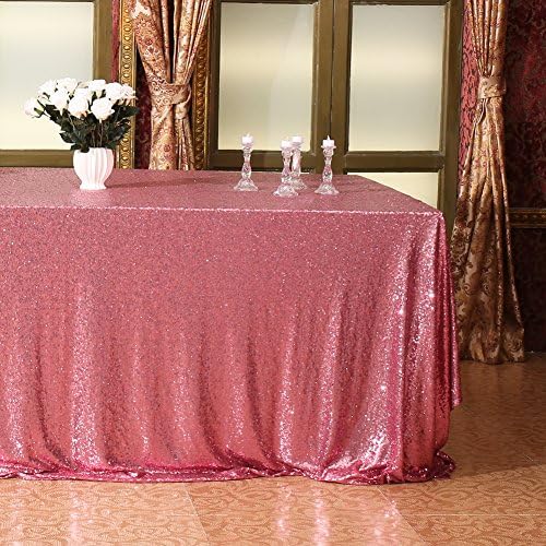 Eternal Beauty Fuchsia Pink Sequin Tablecloth 60 x 120-Inch Sparkly Overlay Rectangle Glitter Table Cover for Wedding Party Birthday Decoration - Image 6