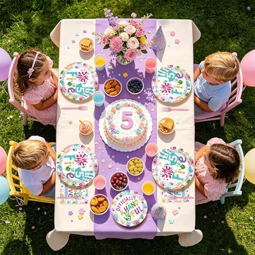 96Pcs Officially a Handful 5th Birthday Party Supplies Serves 24 - Image 4