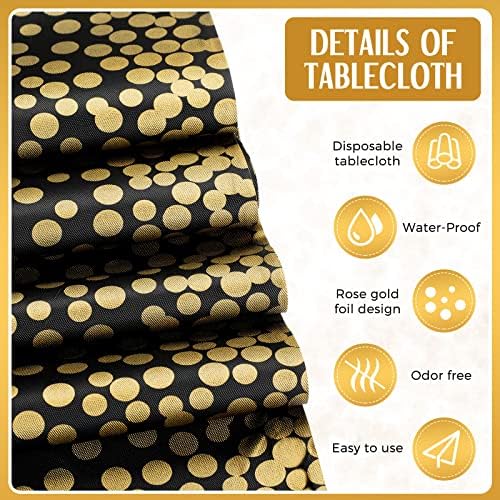Breling 8 Pack Black and Gold Tablecloths and Satin Runners Set - Image 3