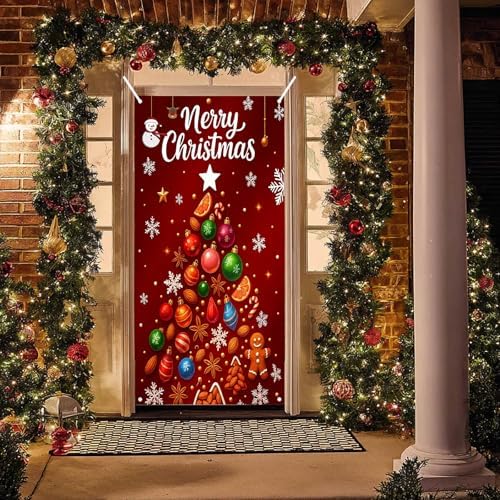 BlissYard Door Cover Christmas Pine Tree 35x71 Inch Polyester - Image 5