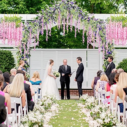 AITISOR 24 Pack Artificial Fake Wisteria Vine Ratta (3.75 Feet) Hanging Garland Silk Flowers String Home Party Wedding Decor(Pink) - Image 7