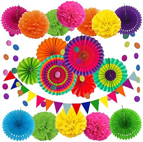 Mexican Party Decorations Multicolored Fiesta Paper Fan Party Decorations by ZERODECO