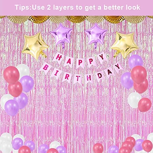 3 Pack Fringe Curtains Party Decorations,Tinsel Backdrop Curtains for Parties,Photo Booth Wedding Graduations Birthday Christmas Event Party Supplies (Rainbow Pink) - Image 4