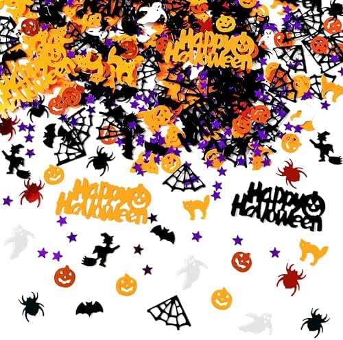 Halloween Confetti Spider Pumpkin Ghost Bats Witch Shape Table Scatters Confetti for Halloween Decorations Ghost Pumpkin Party Sets by Unknown