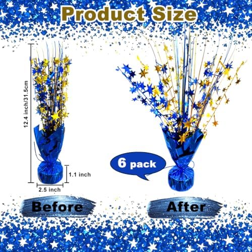 6 Pack Metallic Foil Spray Table Centerpiece Decoration Star Brust Glitter Table Topper Decor for Birthday Graduation Holiday Christmas New Year's Eve Celebration Party Supplies Gold and Blue - Image 4