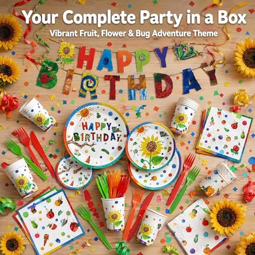 132Pcs Hungry Caterpillar Party Supplies, Hungry Caterpillar tissue Party Plates Tablecloth Banner etc Hungry Caterpillar Decorations Party for 20 Guests - Image 7