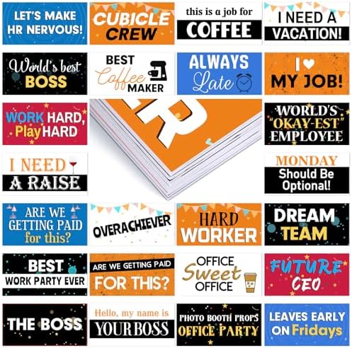Beeveer 24 Designs Office Party Photo Booth Props Double Sided PVC Signs by Beeveer