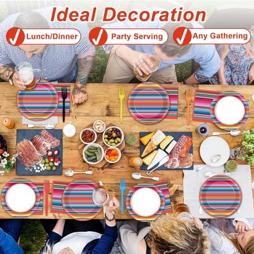 Qyeahkj 100PCS Mexican Fiesta Plates and Napkins Sets 5 Mayo Party Supplies - Image 6