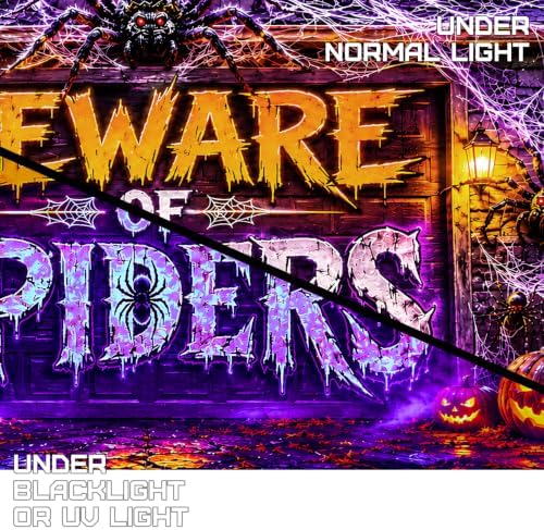 7 x 16 ft BEWARE OF SPIDERS Halloween Garage Door Decorations Blacklight Halloween decorations Door Cover,Hanging Banner for Home,Outdoor,Indoor, Spooky Party,Wall,Window - Image 3