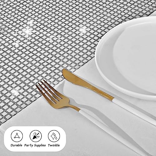 durony Mirror Disco Party Table Runner, 11 x 108 Inch, Silver - Image 5
