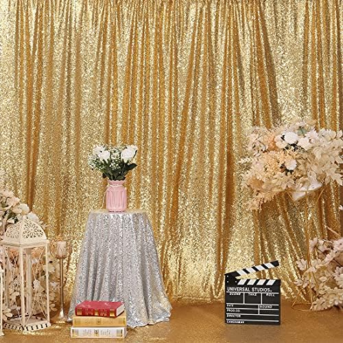 Poise3EHome Gold Sequin Backdrop Curtain, 10Ft x 10Ft Golden Glitter Photography Background Curtains, Sequence Backdrop Drapes for Party Festival Decor - Image 2