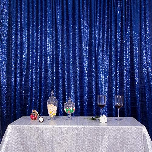 SquarePie 6x6ft Navy Blue Sequin Backdrop, High Density Non-Transparent Glitter Curtain for Photography, Birthday, Wedding Party Decorations, Thick Solid Background with 4" Rod Pocket, 1 Panel - Image 5