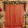 Bupelo Red Tulle Backdrop Curtains with Gold Foil 15x8ft Sheer Curtain by Bupelo