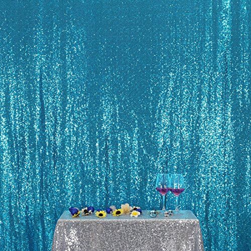 Poise3EHome 6FT x 8FT Turquoise Sequin Photography Backdrop Curtain for Party Decoration - Image 6